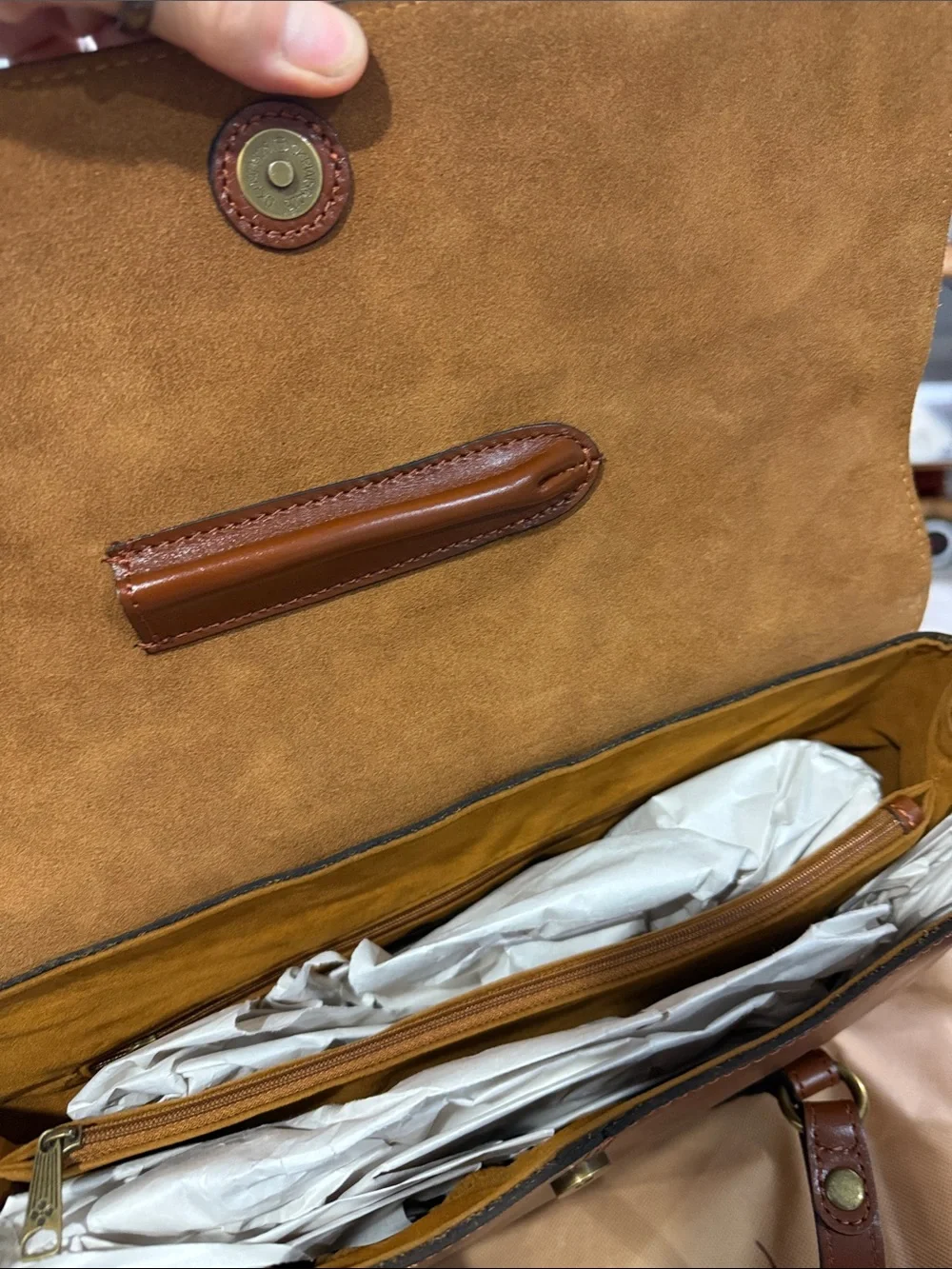 Patricia Nash Cognac Leather Stud-Accent Shoulder Bag